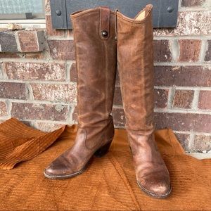 Frye brown soft leather heeled boots 6